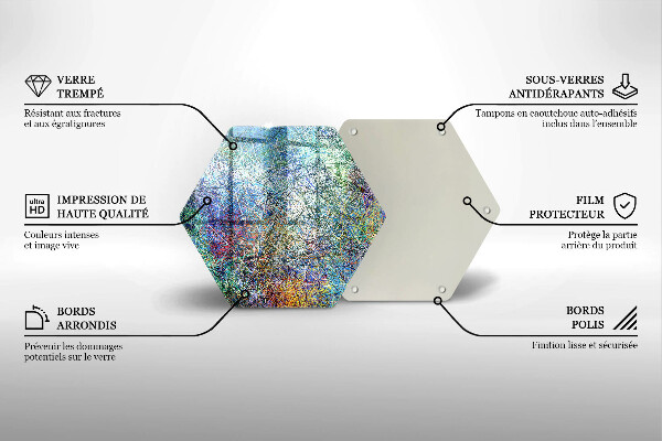 Tabla de cortar de vidrio Abstracción de línea colorida