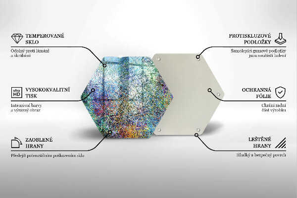 Tabla de cortar de vidrio Abstracción de línea colorida