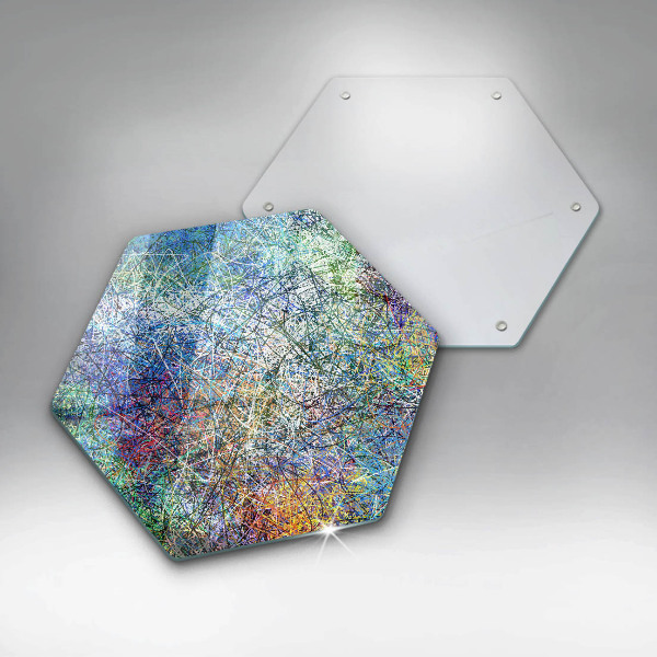 Tabla de cortar de vidrio Abstracción de línea colorida