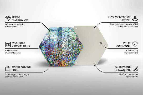 Tabla de cortar de vidrio Abstracción de línea colorida