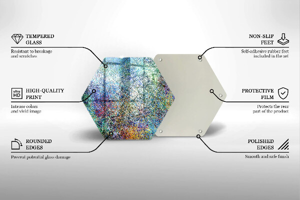 Tabla de cortar de vidrio Abstracción de línea colorida