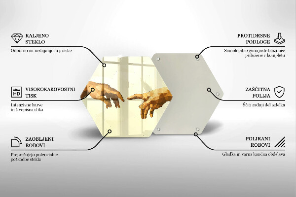 Tabla de cortar de vidrio Creación de las manos de adán