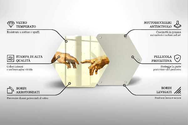 Tabla de cortar de vidrio Creación de las manos de adán