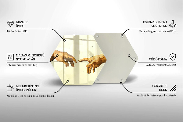 Tabla de cortar de vidrio Creación de las manos de adán