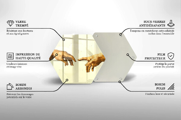 Tabla de cortar de vidrio Creación de las manos de adán