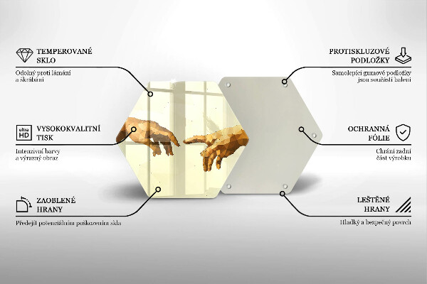Tabla de cortar de vidrio Creación de las manos de adán