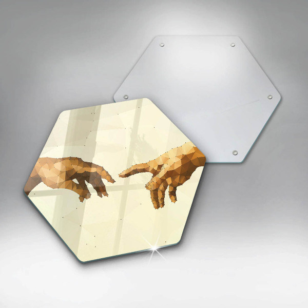 Tabla de cortar de vidrio Creación de las manos de adán