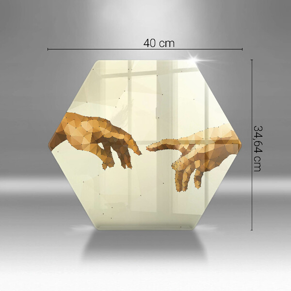 Tabla de cortar de vidrio Creación de las manos de adán