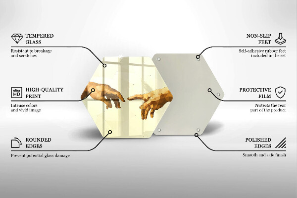 Tabla de cortar de vidrio Creación de las manos de adán