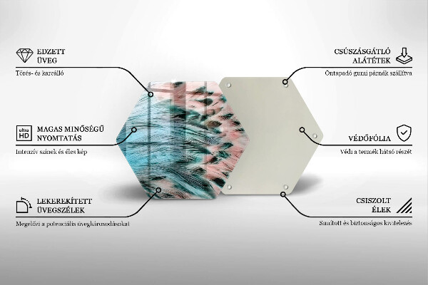 Tabla de cortar de vidrio Plumas de pájaro boho