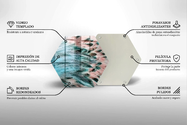 Tabla de cortar de vidrio Plumas de pájaro boho