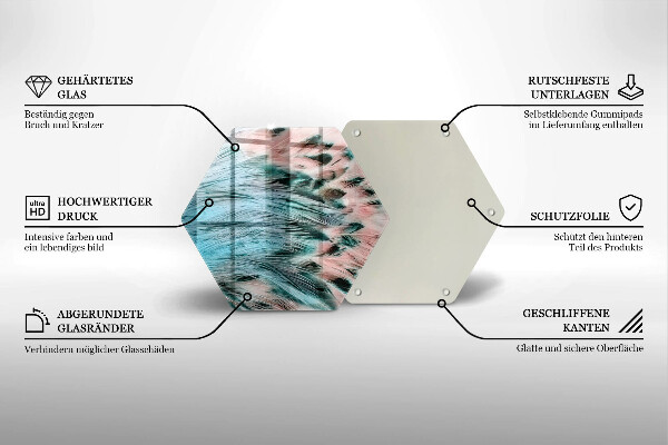 Tabla de cortar de vidrio Plumas de pájaro boho