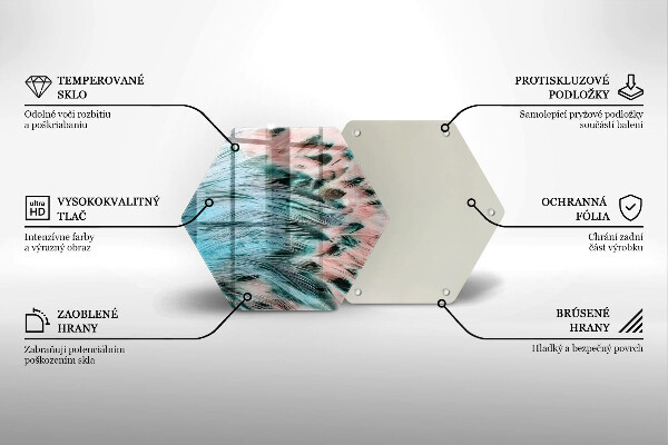 Tabla de cortar de vidrio Plumas de pájaro boho