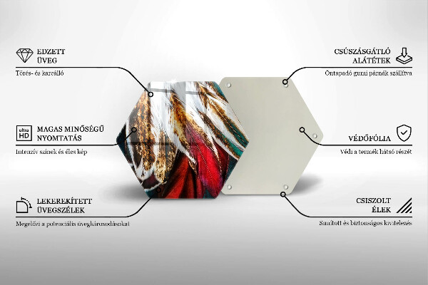 Tabla de cortar de vidrio Plumas de pájaro boho