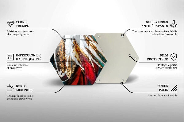 Tabla de cortar de vidrio Plumas de pájaro boho