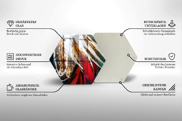 Tabla de cortar de vidrio Plumas de pájaro boho