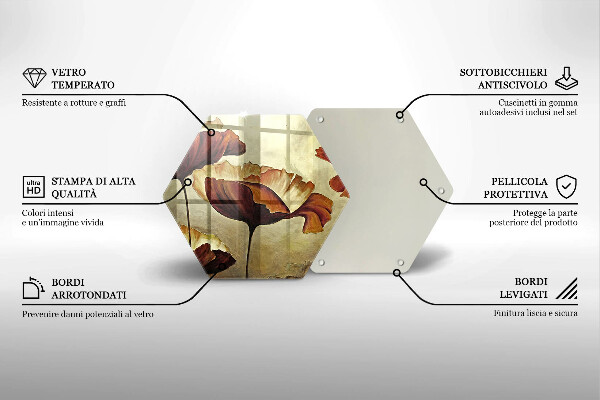 Tabla de cortar de vidrio Flores boho pintadas