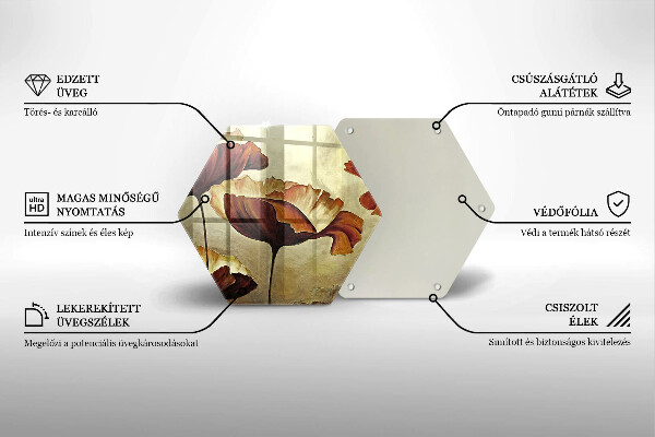 Tabla de cortar de vidrio Flores boho pintadas