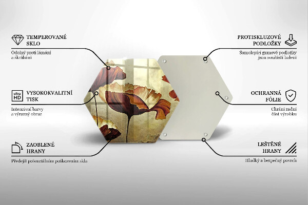 Tabla de cortar de vidrio Flores boho pintadas