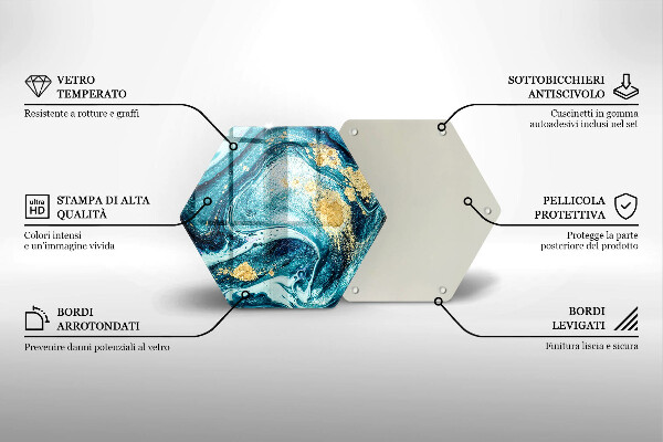 Tabla de cortar de vidrio Abstracción de oro azul