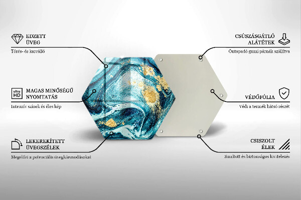 Tabla de cortar de vidrio Abstracción de oro azul