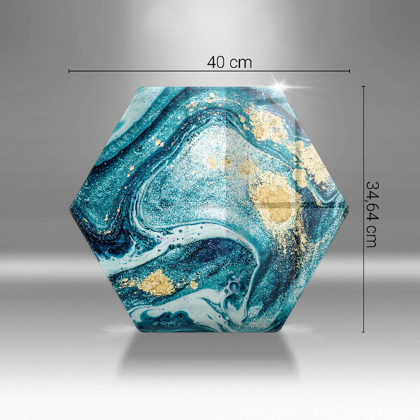 Tabla de cortar de vidrio Abstracción de oro azul