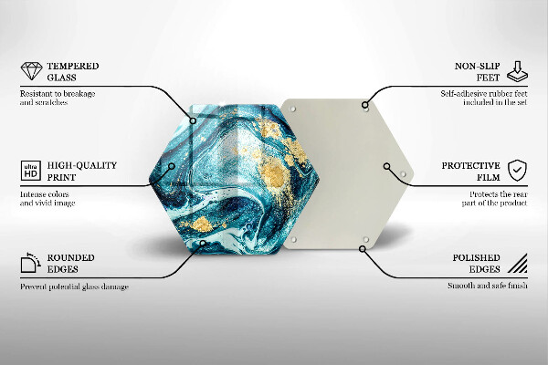 Tabla de cortar de vidrio Abstracción de oro azul