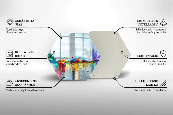 Tabla de cortar de vidrio Abstracción pintada