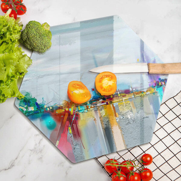 Tabla de cortar de vidrio Abstracción pintada