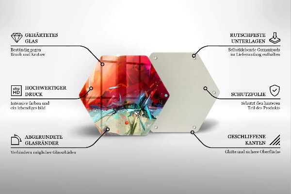 Tabla de cortar de vidrio Abstracción pintada