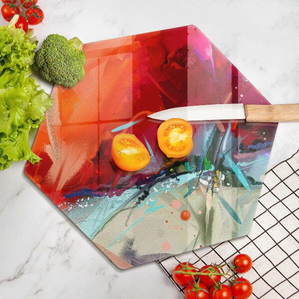 Tabla de cortar de vidrio Abstracción pintada