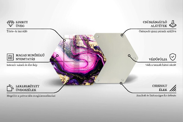 Tabla de cortar de vidrio Diseño abstracto oro