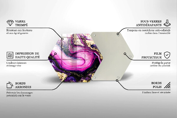 Tabla de cortar de vidrio Diseño abstracto oro