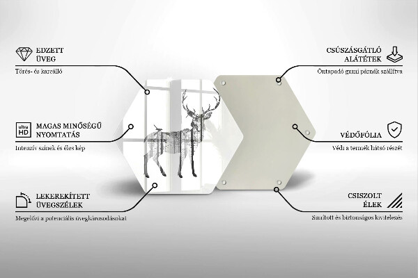 Tabla de cortar de vidrio Ilustración de ciervos y bosques