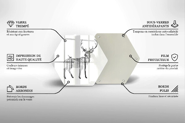 Tabla de cortar de vidrio Ilustración de ciervos y bosques