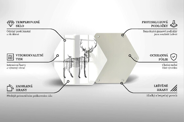 Tabla de cortar de vidrio Ilustración de ciervos y bosques