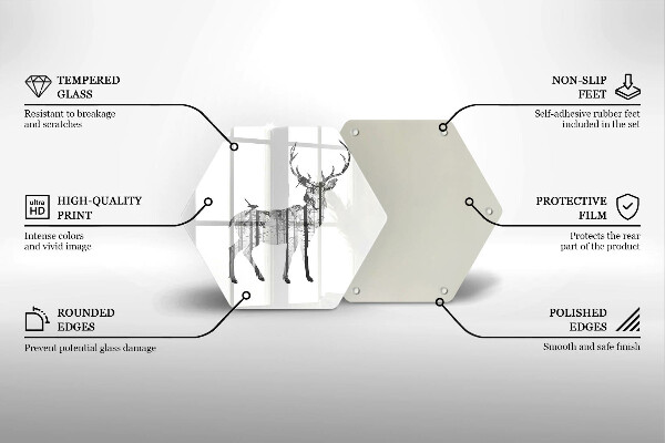 Tabla de cortar de vidrio Ilustración de ciervos y bosques