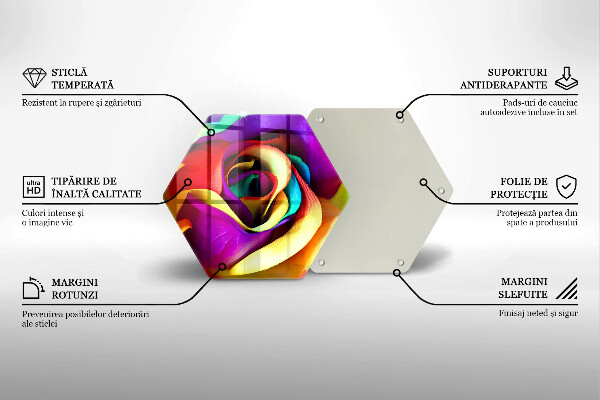 Tabla de cortar de vidrio Pétalos de rosa de colores
