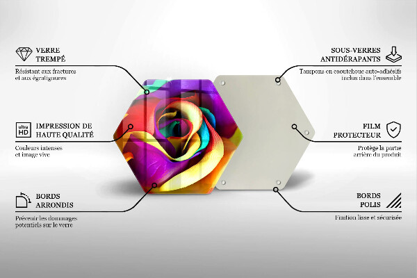 Tabla de cortar de vidrio Pétalos de rosa de colores
