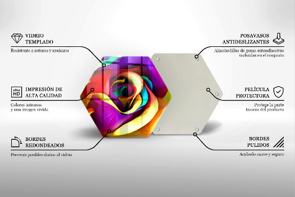 Tabla de cortar de vidrio Pétalos de rosa de colores