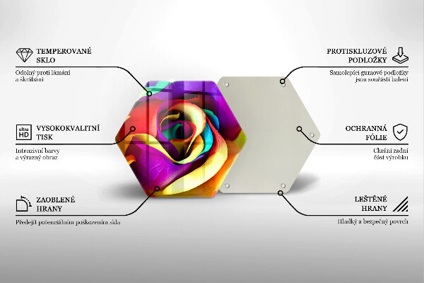 Tabla de cortar de vidrio Pétalos de rosa de colores