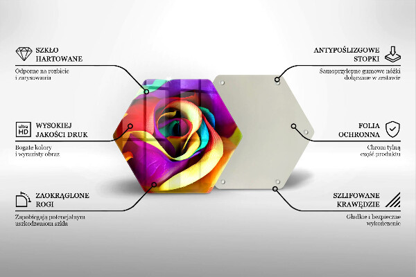 Tabla de cortar de vidrio Pétalos de rosa de colores