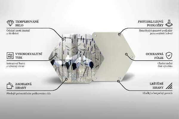 Tabla de cortar de vidrio Grullas japonesas
