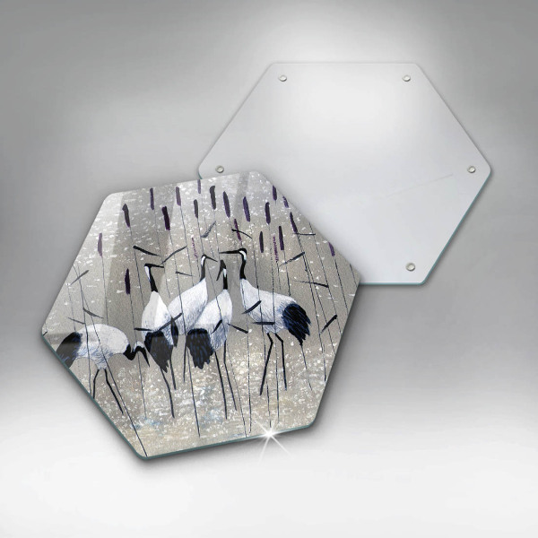 Tabla de cortar de vidrio Grullas japonesas