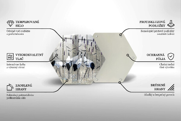 Tabla de cortar de vidrio Grullas japonesas