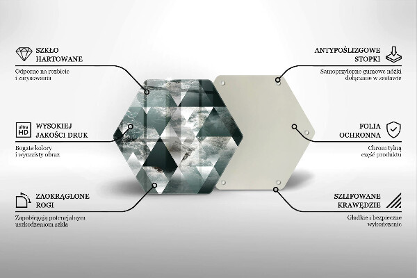 Tabla de cortar de vidrio Triángulos y agua