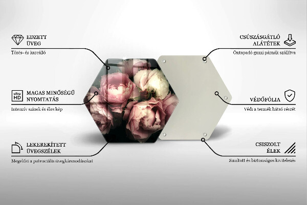 Tabla de cortar de vidrio Flores de peonía