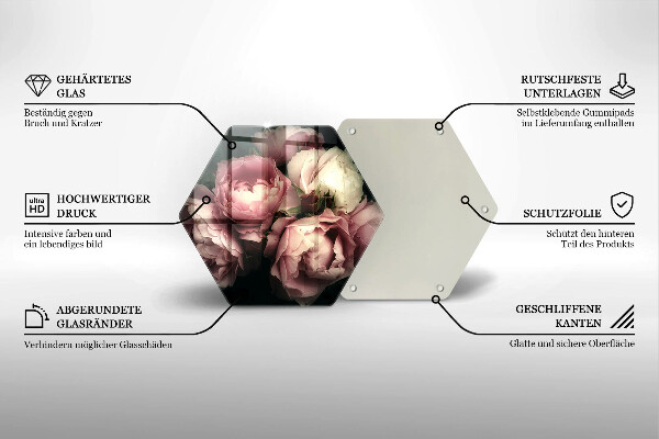 Tabla de cortar de vidrio Flores de peonía