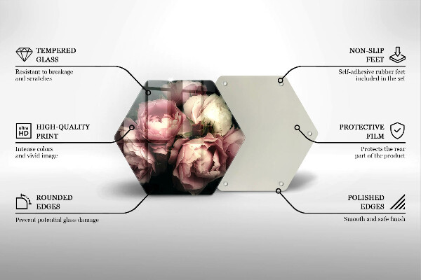 Tabla de cortar de vidrio Flores de peonía