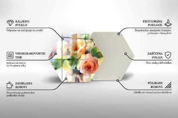 Tabla de cortar de vidrio Flores pintadas